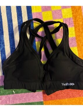 Yvette Women's Black High-Support Strappy Sports Bra